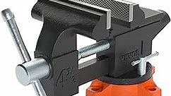 Bench Vise, 4.5-inch Jaw Width 3.3-inch Jaw Opening, 240-Degree Swivel Locking Base Multipurpose Vise w/Anvil, Heavy Duty Cast Iron Workbench Vise w/Bolts & Nuts, for Drilling, Pipe Cutting