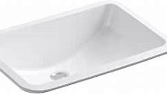 KOHLER 2214-G-0 Ladena 21" Rectangular Under Mount Bathroom Sink with Glazed Underside, No Overflow, Vitreous Lavatory Vanity Sink, White
