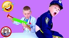 Doctor set toys | Back pain! | Mike and Jake pretend play | Doctor kit डॉक्टर सेट | العاب دكتور