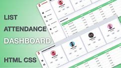 Dashboard Attendance List for Office | HTML, CSS and JS | Sales Website Design Idea | No Talking