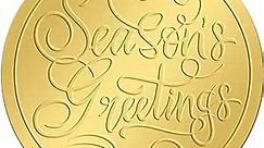 CRASPIRE 2 Inch Gold Embossed Envelope Seals Stickers Season’s Greetings 100pcs Round Adhesive Embossed Foil Seals Stickers Envelope Label for Wedding Invitations Party Gift Packaging Greeting Card