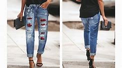 Women's Stretch Ripped Skinny Butt Lift Jeans Denim Pants