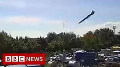 CCTV shows Russian missile striking Ukrainian shopping mall - BBC News
