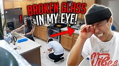 GLASS STUCK IN EYE PRANK!! **INTENSE, family freaks out and cries**