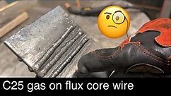 Using c25 gas with self shielded flux core welding wire