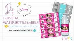 How to Make Custom Party Favors Water Bottle Labels using Canva|Cricut