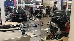 No serious injuries reported after car drives into Shelby sporting goods store