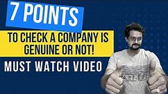 7 Points to check a company is genuine or not || @Frontlinesmedia