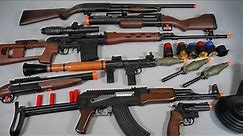 Wood Style Toy Guns - AK47 Airsoft - SVD Sniper Rifle -Nerf Gun Granade launcher- Toy Gun Collection