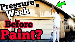 PRESSURE WASHING STUCCO with CHEAPEST PRESSURE WASHER from LOWE'S / HOW TO PAINT A HOUSE PART 1