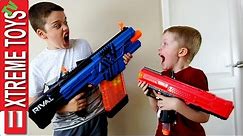 Nerf Blaster Battle! Ethan and Cole Attack and Set Traps with Nerf Rival Blasters