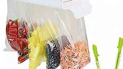 Refrigerator Ziplock Bag Storage Organizer for Drawer, Telescopic Storage Rack, Hanging Storage Clip Sliding Rail Tray with 1 Pack Bag Rack Holder for Access Food and Organize Zipper 10 Bag.