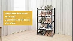 OYREL Narrow Shoe Rack for Closet,Sturdy Small Shoe Rack Organizer,4 Tier Stackable Shoe Storage for Small Space,Beautiful Natural Bamboo Shoe Rack Entryway