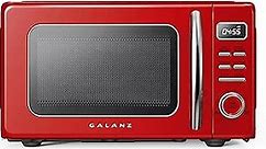 Galanz GLCMKZ07RDR07 Retro Countertop Microwave Oven with Auto Cook & Reheat, Defrost, Quick Start Functions, Easy Clean with Glass Turntable, Pull Handle.7 cu ft, Red
