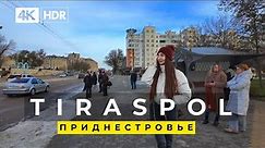TIRASPOL, TRANSNISTRIA 4K WALKING TOUR - First Day of WINTER