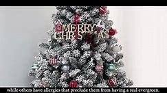 VEIKOUS 6.5 ft. Pre-Lit LED Artificial Christmas Tree Flocked with Multi-Color Light HP1001-22