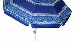 AMMSUN 7ft Heavy Duty Beach Umbrella with Sand Anchor & Tilt Sun Shelter & Carry Bag,Blue Stripes