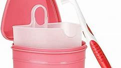 Denture Cleaning Kit: Denture Cleaning Case with Denture Brush (Pink) - Walmart.ca