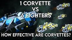 1 CORVETTE VS 6 FIGHTERS - How effective are corvettes? - Space Engineers