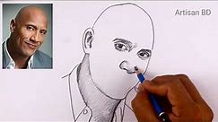 How to draw Realistic face The Rock Dwayne Johnson, Pencil Sketch #therock