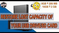 How To Restore Lost Capacity Of Your USB Drive/SD Card {Resize Partition}