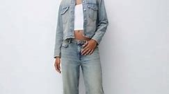 Pull&Bear oversized baggy low waist jean in washed blue | ASOS