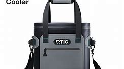 RTIC 20 Can Soft Pack Cooler, Leakproof Ice Chest Cooler with Waterproof Zipper, Blue/Grey