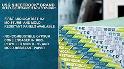 USG Sheetrock Brand 1/2 in. x 4 ft. x 10 ft. UltraLight Mold Tough Drywall 14302111710