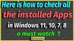 How to find all your installed applications / programs in Windows 11, 10, 7, 8