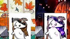 Halloween Decorations Outside Halloween Flags Wiht Cute Funny Cat Ghost For Garden Yard Solar Lights For Outdoor halloween yard stakes Decor Decorations halloween outdoor deco (Solar Lights A13)