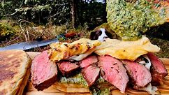 STEAK SANDWICH with FIRE-BAKED CHEESE Recipe Prepared from Scratch in Nature MenWithThePot Style 🔥