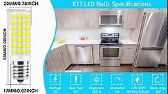 E17 LED Bulb Dimmable, 7W Microwave Over Stove Bulb, 120V 60W Incandescent Equivalent, Daylight White 6000K, Fit for Whirlpool Maytag GE Kenmore Microwaves, Replaces 8206232A 1890433 AP4512653, 2 Pack
