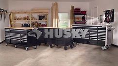 Husky 52 in. W x 21.5 in. D Heavy Duty 15-Drawer Combination Rolling Tool Chest Top Tool Cabinet with LED Light in Matte Black H52CH6TR9HDV3TL