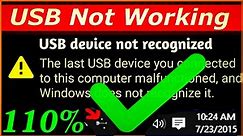 How to Fix USB Device Not Recognized Windows 10 / 8 / 7 | USB Device Not Recognized Windows 10
