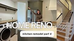 KITCHEN RENOVATION: countertop install, stained beams & railing, custom laundry room design
