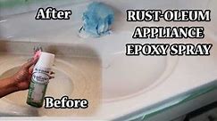 DIY RUST-OLEUM APPLIANCE EPOXY SPRAY- UPDATE YOUR OLD DINGY SINK LIKE NEW - RENTAL FRIENDLY