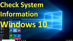 How to Check System Information on windows 10