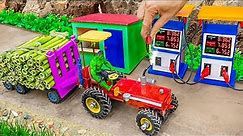 DIY tractor mini PETROL PUMP & SUGARCANE TRUCK science project | WATER PUMP to shower for COWS