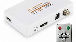 RF Modulator HDMI Coax Adapter VHF HD Digital Video Input Converter for DVR Chromecast Roku Blu-ray Player Fire Stick PS4 Xbox Gaming Laptop to F Type Female Antenna ANT Output Analog Coaxial NTSC TV