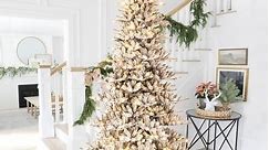 Glitzhome 11ft Pre-Lit Flocked Slim Fir Artificial Christmas Tree with 950 Warm White Lights - 11-foot Slim Fir - Bed Bath & Beyond - 34404540