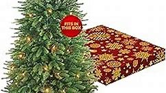 6 Ft Pop Up Christmas Tree - Pre-Lit Large Tree Easy Assembly - Pull Out Collapsible Christmas Tree - Foldable for Easy Storage with 680 Branch Tips and 105 Clear Lights