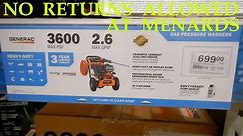 Menards Return Policy on Gas Powered Equipment - NOT RETURNABLE