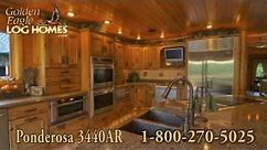 Gorgeous Log Cabin Living Ranch Log Home Half log interior and lots of stone western cowboy theme