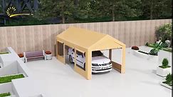 Outsunny Carport 10' x 20' Portable Garage, Height Adjustable Heavy Duty Car Port Canopy with 4 Roll-up Doors & 4 Ventilated Windows for Car, Truck, Boat, Garden Tools, Dark Gray