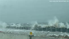 Strong waves seen battering Sanibel Island Causeway as Hurricane Idalia moves north