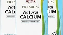 (Pack of 3) Hi Well Premium Natural Calcium with Magnesium & Vitamin D 120Vegetarian Capsules