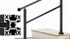 3 Steps Handrails for Outdoor Steps, Heavy Duty Stair Railing, No Rust Aluminum Hand Porch Railing kit, Adjustable Staircase Handrail for 2 to 3 Steps, Sturdy Hand Rails for Outdoor Concrete Steps