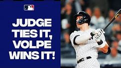 Aaron Judge ties it with a late homer, then Anthony Volpe walks it off for the Yankees!