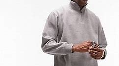 Topman 1/4 zip sweatshirt in grey marl | ASOS