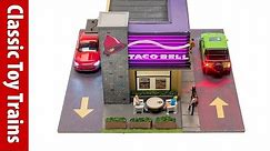 Menards Taco Bell and Piggly Wiggly structures | Classic Toy Trains magazine
